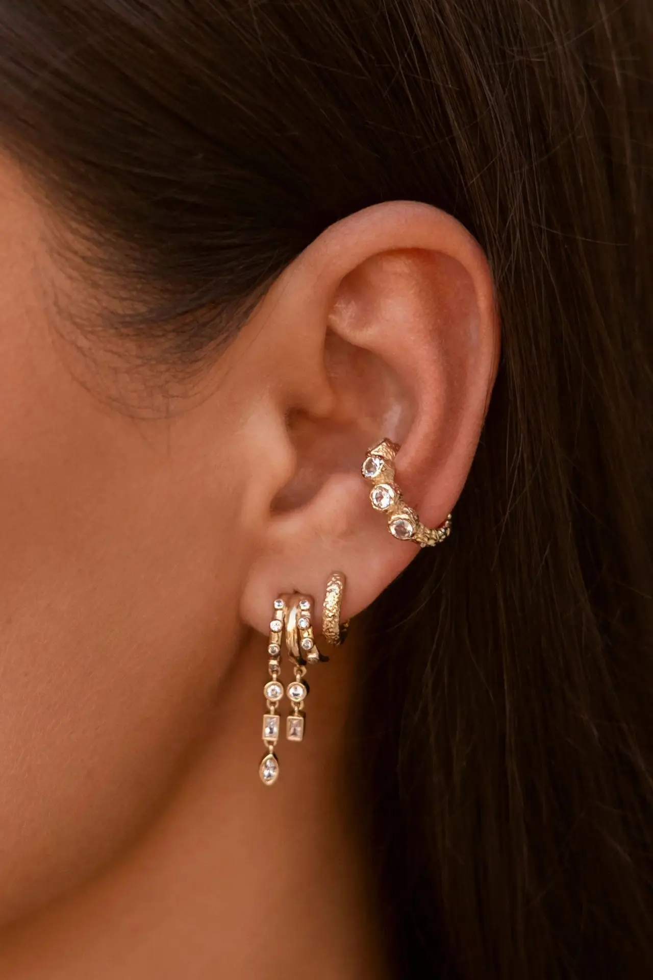 Personalized irregular tassel set with zircon earrings for wome,copper plated 18k real gold earrings,925 silver ear needles,gift