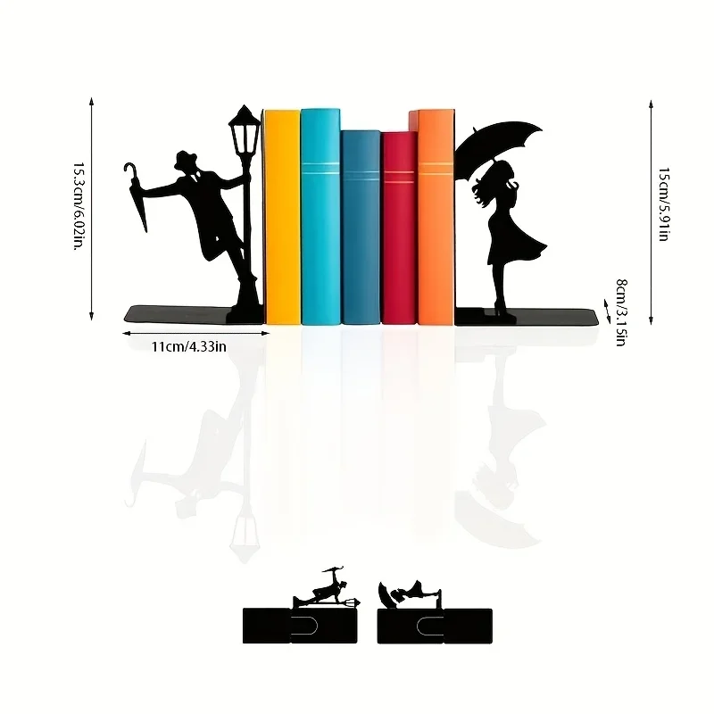 CIFBUY Couple Lovers Iron Wall Art Metal Bookends 2Pcs Sculpture Decor for Living Room Bedroom Home Hanging Ornament Gift