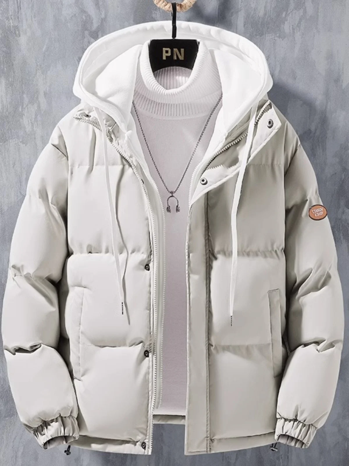 Teenage Boys' Fleece Lined Cotton Jacket Warm Outerwear Autumn Winter Style Standard Fit Polyester Fiber Thickened Zipper Clo...