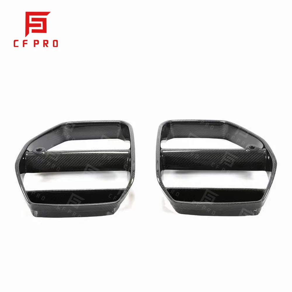 Dry Carbon Fiber ST Style Car Front Bumper Grille Racing Fog Light Frame For BMW G80 G82G83 M3 M4 Models Center 2020 2021 2022