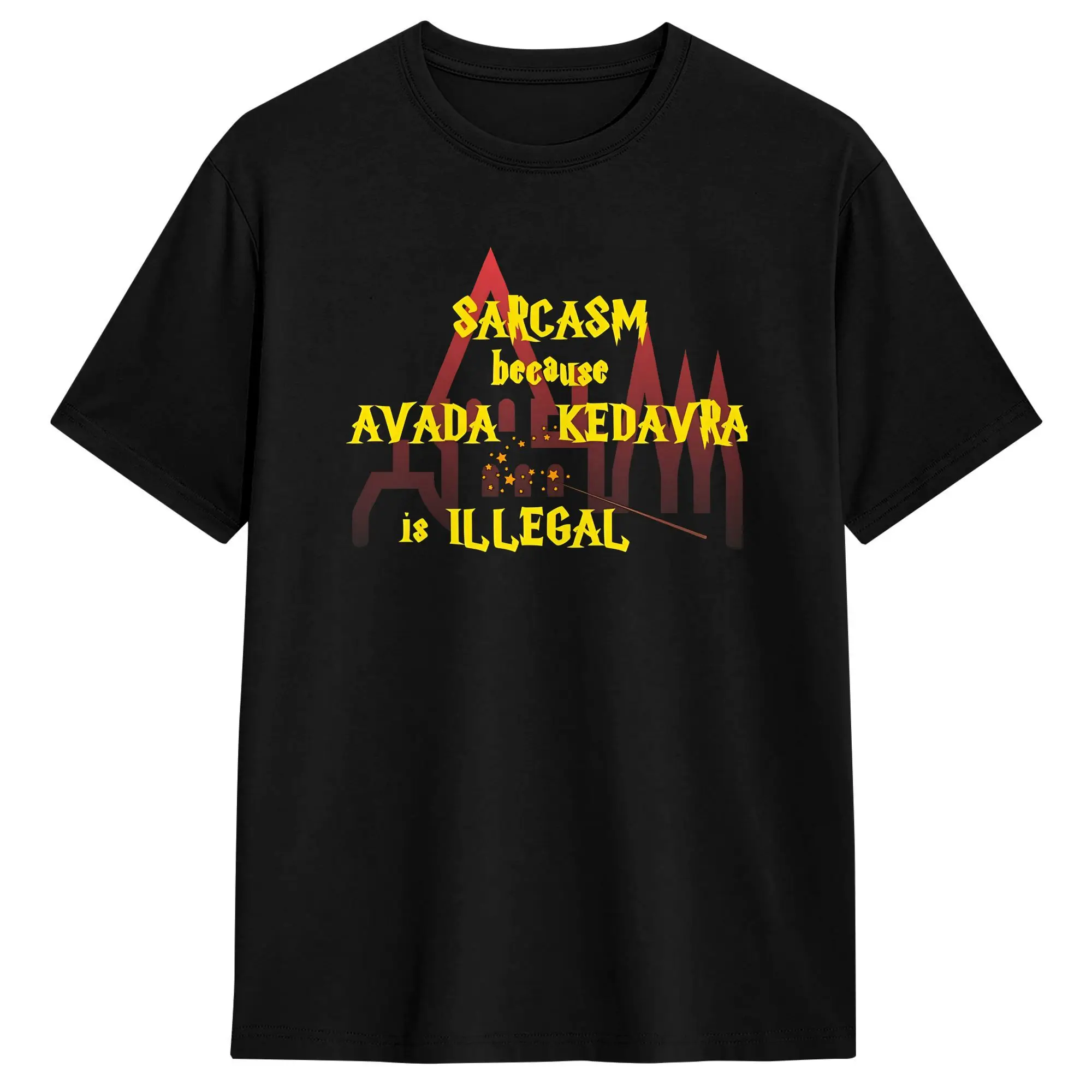 Sarcasm Because Avada Kedavra Is Illegal Tshirt Men's Cotton Top Tee Printed Funny quote  O-neck Short Sleeve