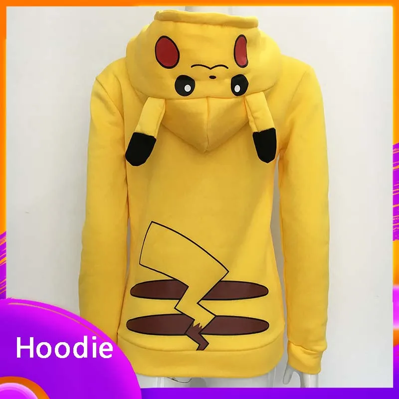 Sudadera con capucha de dibujos animados de Anime Kawaii, sudaderas amarillas lindas, sudaderas deportivas informales de dibujos animados, ropa exterior encantadora, regalo para adultos y niños