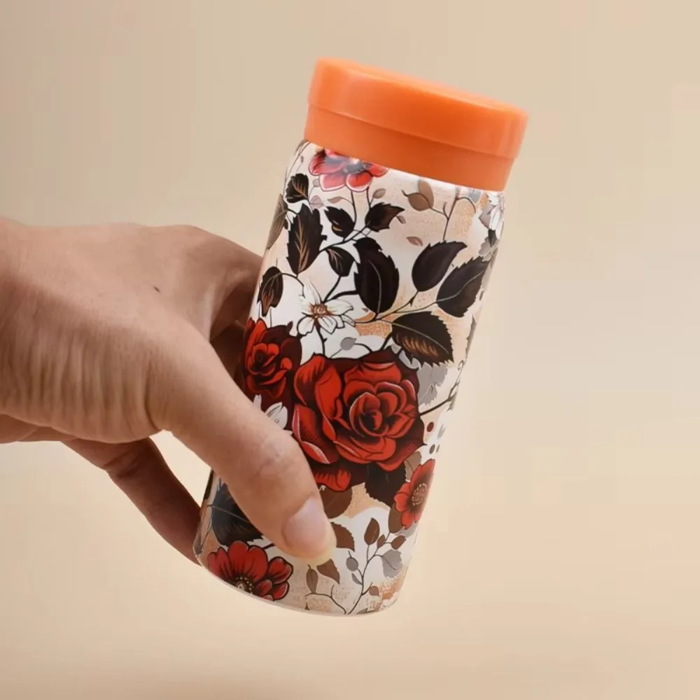 Portable 304 Stainless Steel Insulated Cup Double Wall 200ml Coffee Mug Printed Mini Water Bottle Home Office