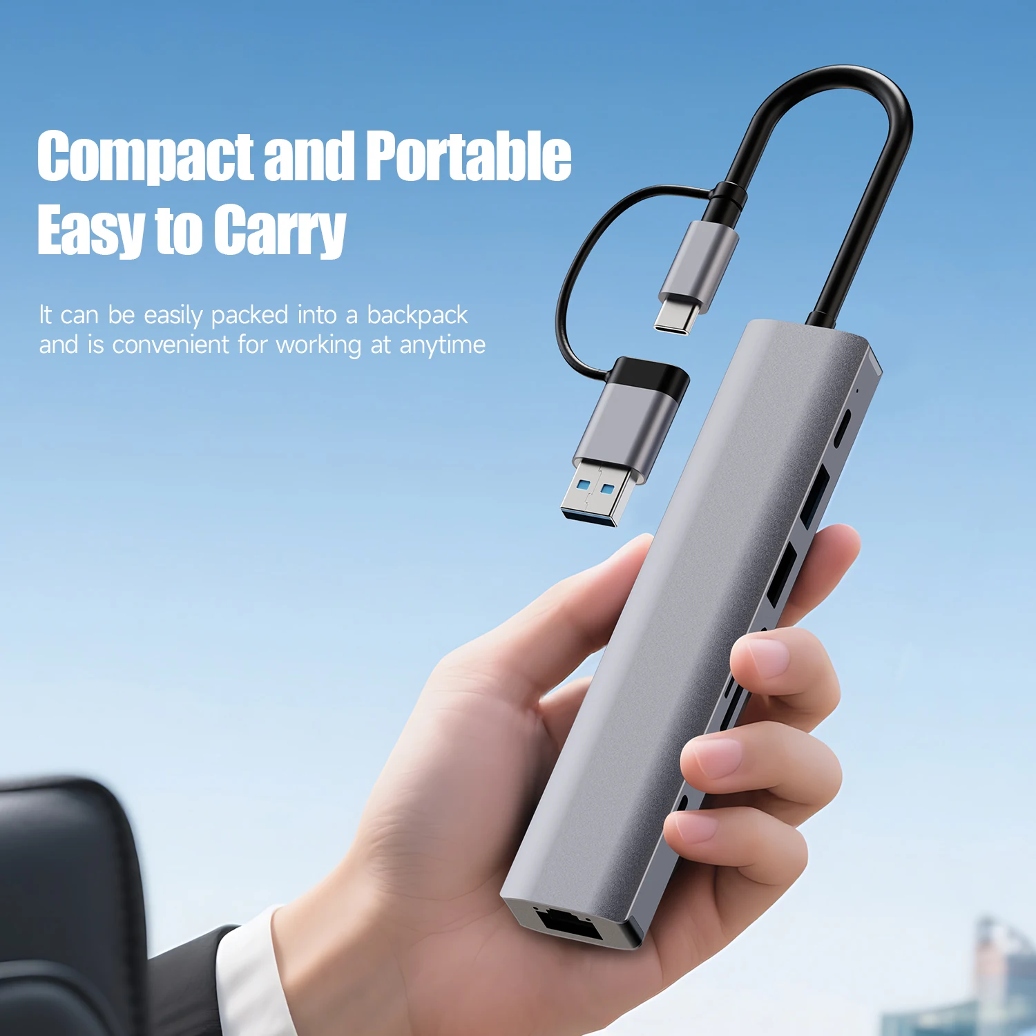 PC/노트북/MacBook Pro/Air/iMac/iPad 및 기타 장치용 USB 3.0 USB 2.0 포트가 있는 알루미늄 9 in 2 USB C 및 USB 허브