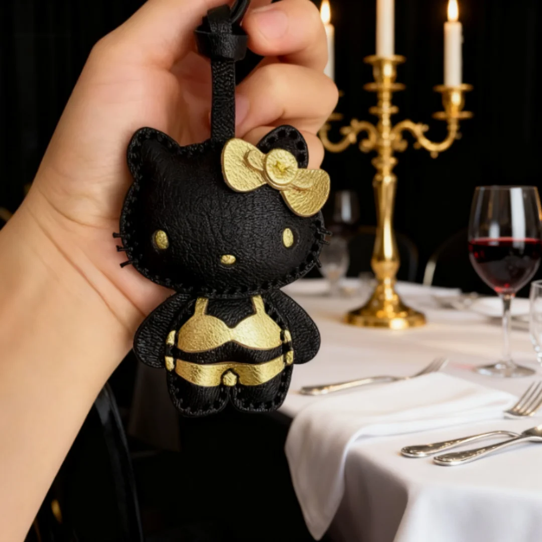 لطيف أسود بولي PU رائعة مرحبا كيتي حقيبة الكرتون الراقية على ظهره المفاتيح الهاتف فتاة هدية اليابانية دمية دمية المرأة هدية #5