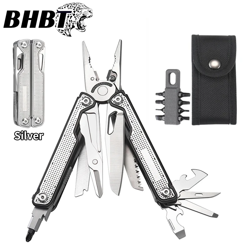 

BHBT 25 in 1 Multitool Pliers Silver Black EDC Pocket Scissors Saws Portable Outdoor Camping Survival Multifunctional With Bits