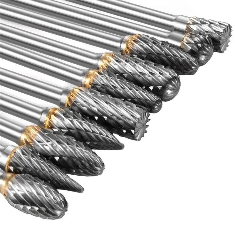 

【COMELY】Rotary File Rasp 10Pcs Carbide Burr Set For Die Grinder-Bits Cutting Burrs Metal Grinding Engraving Porting For Attachme
