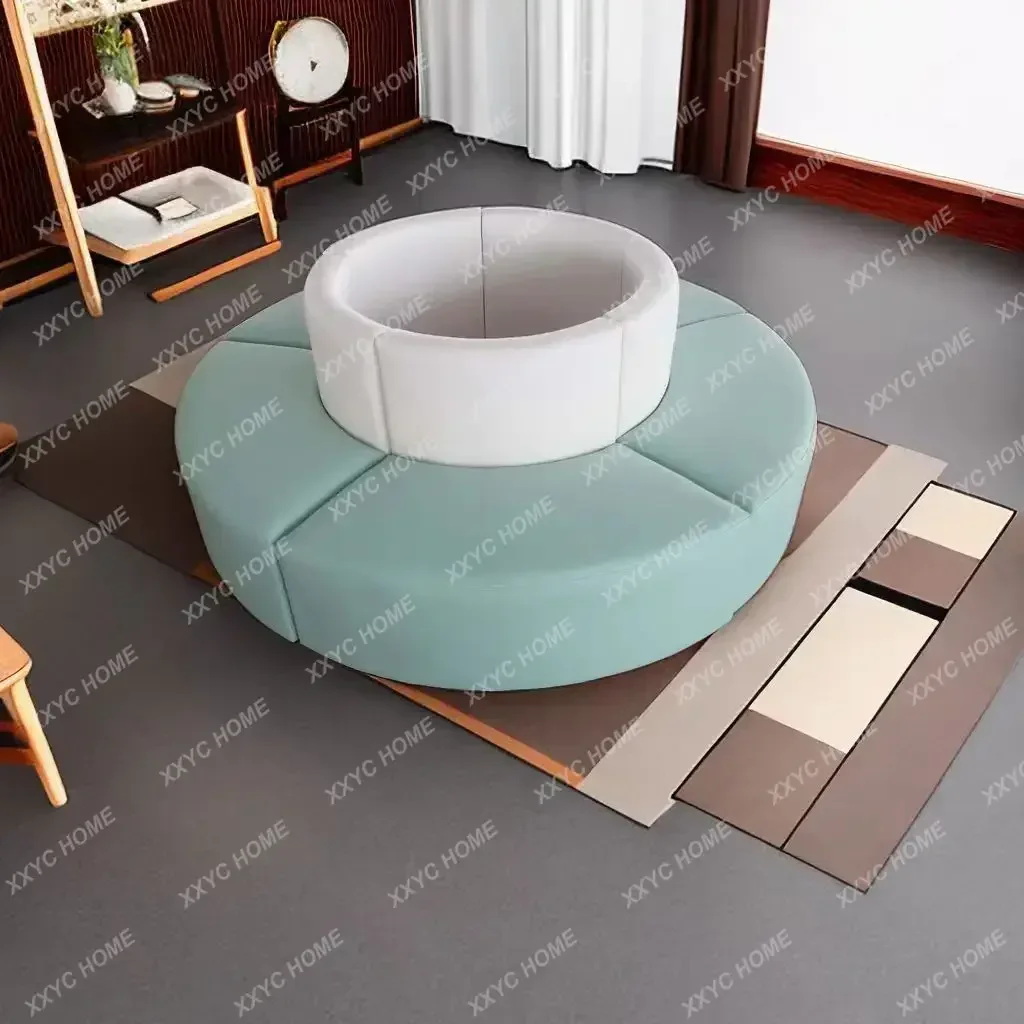 Hospital bank lobby rest waiting area around cylindrical soft bag sofa stool creative round card seat