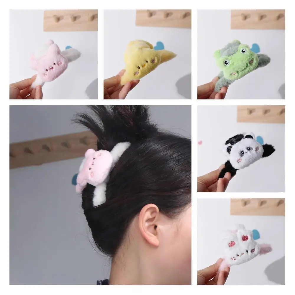 Elegant Doll Plush Panda Hair Claw Acrylic Frog Animal Shark Clip Headwear Large Size Winter Cross Hair Clip Daily