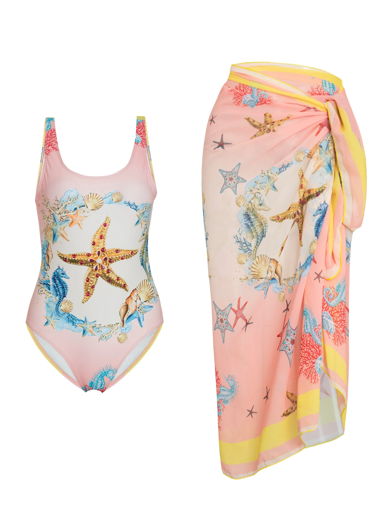 New Sexy Backless One-Piece Swimsuit Women's Cute Tight Mesh Skirt Swimwear Set Color Block Conservative Full Cover up