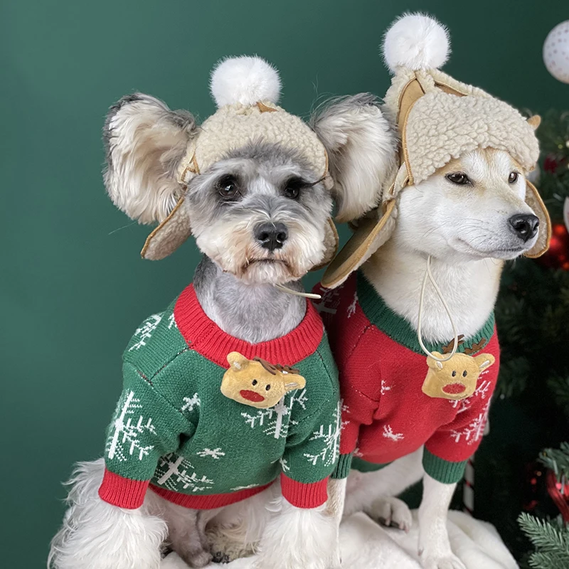 Hat For Dogs Winter Warm Hat Puppy Teddy Costume Christmas Clothes Santa Dog Cats Costumes Chihuahua Party Accessories