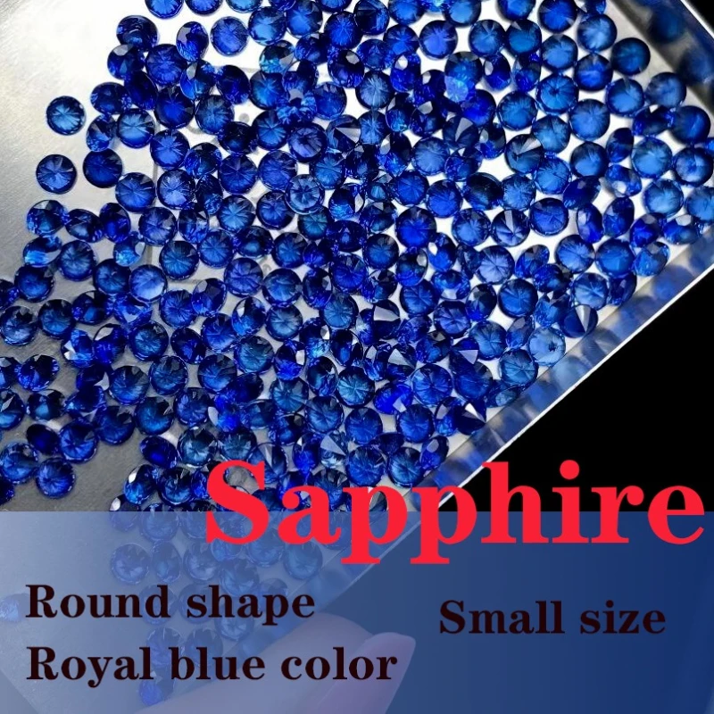 Royal Blue Color Sapphire Artificial Gemstone Round Shape Small Size Wholesale