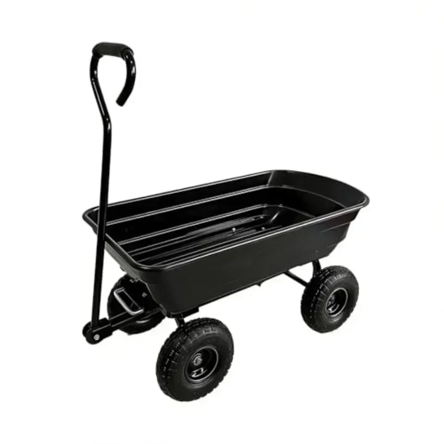 Garden Dump Cart, Heavy Duty Outdoor Garden Wagon with Quick Release and 10-Inch Flat-Free All-Terrain Wheels, Utility Wagon fo