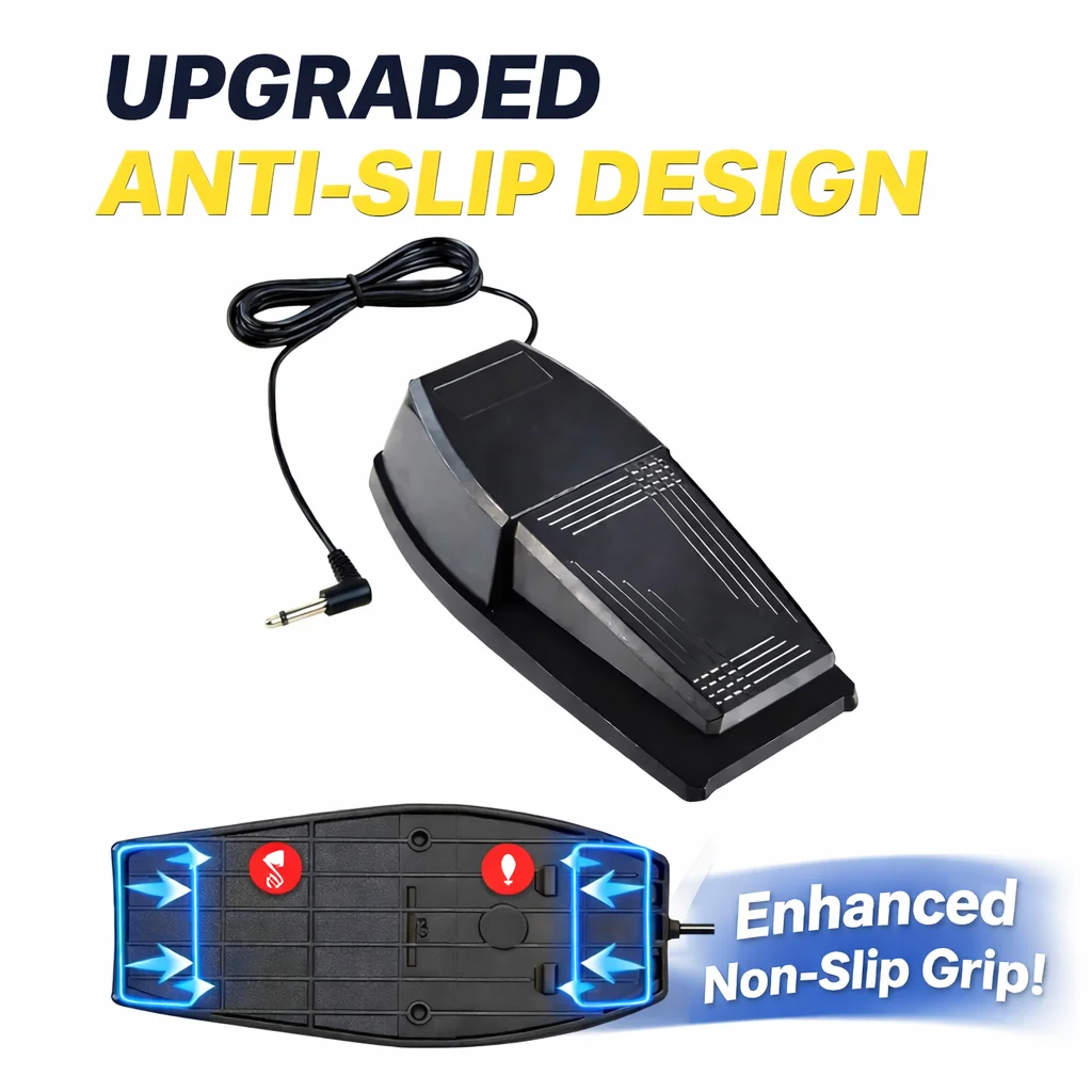 Pedal de sustain universal para piano eléctrico con diseño antideslizante para teclado MIDI y sintetizador, conector de 6.35mm