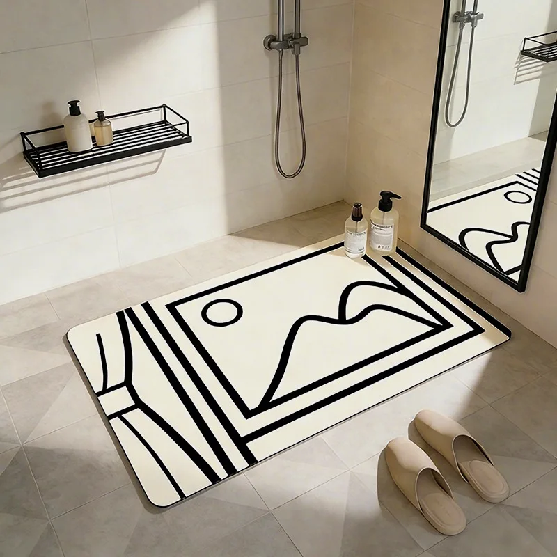 2026 Soft Diatom Mud Bathroom Mat, Water-Absorbent Floor Mat, Non-Slip Quick-Dry Toilet Door Mat, Bathroom Foot Mat