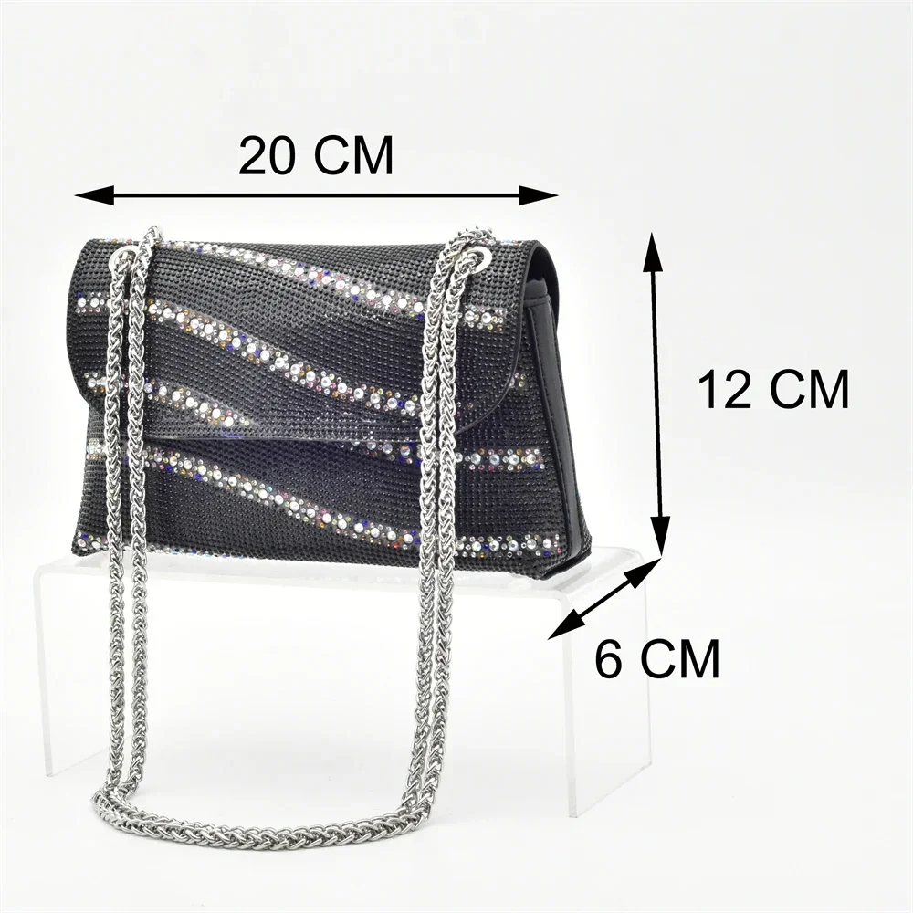 High Heel Shiny Shoes and Bag Set with Big Rhinestones for Nigerian Women Wedding Party Africa Shoe and Bags Set Ladies Shoes