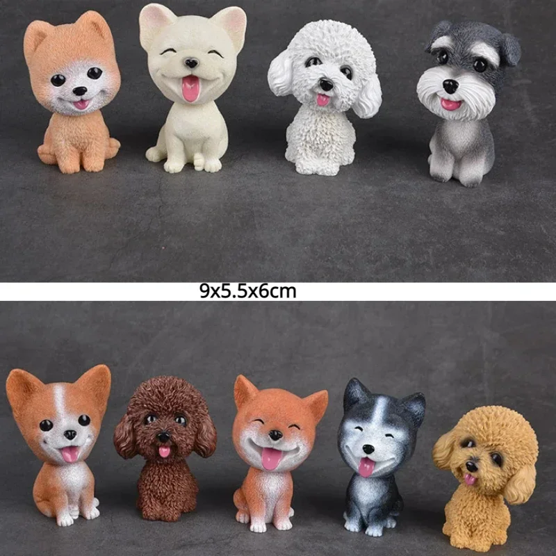 Resin Handicraft Animal Dog Keychains Schnauzer Key Chains Backpack Pendant Shaking Head Car Decoration Keyring