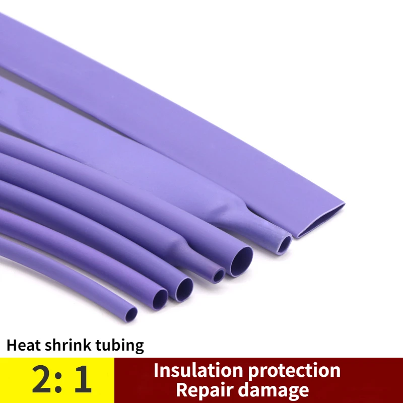 1M 2:1 Purple Heat Shrink Tube Diameter 1/1.5/2/2.5/3/3.5/4/5/6/8/9/10/12/14/16/18/20/25/30/40/50mm With Double Wall Glue Tube