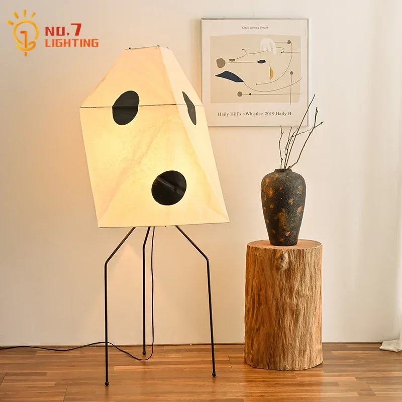 Japanese Design Akari Corner Standing Lamp for Living/Model Room Decoration Noguchi Yong Rice Paper Floor Lamp Living Room Sofa