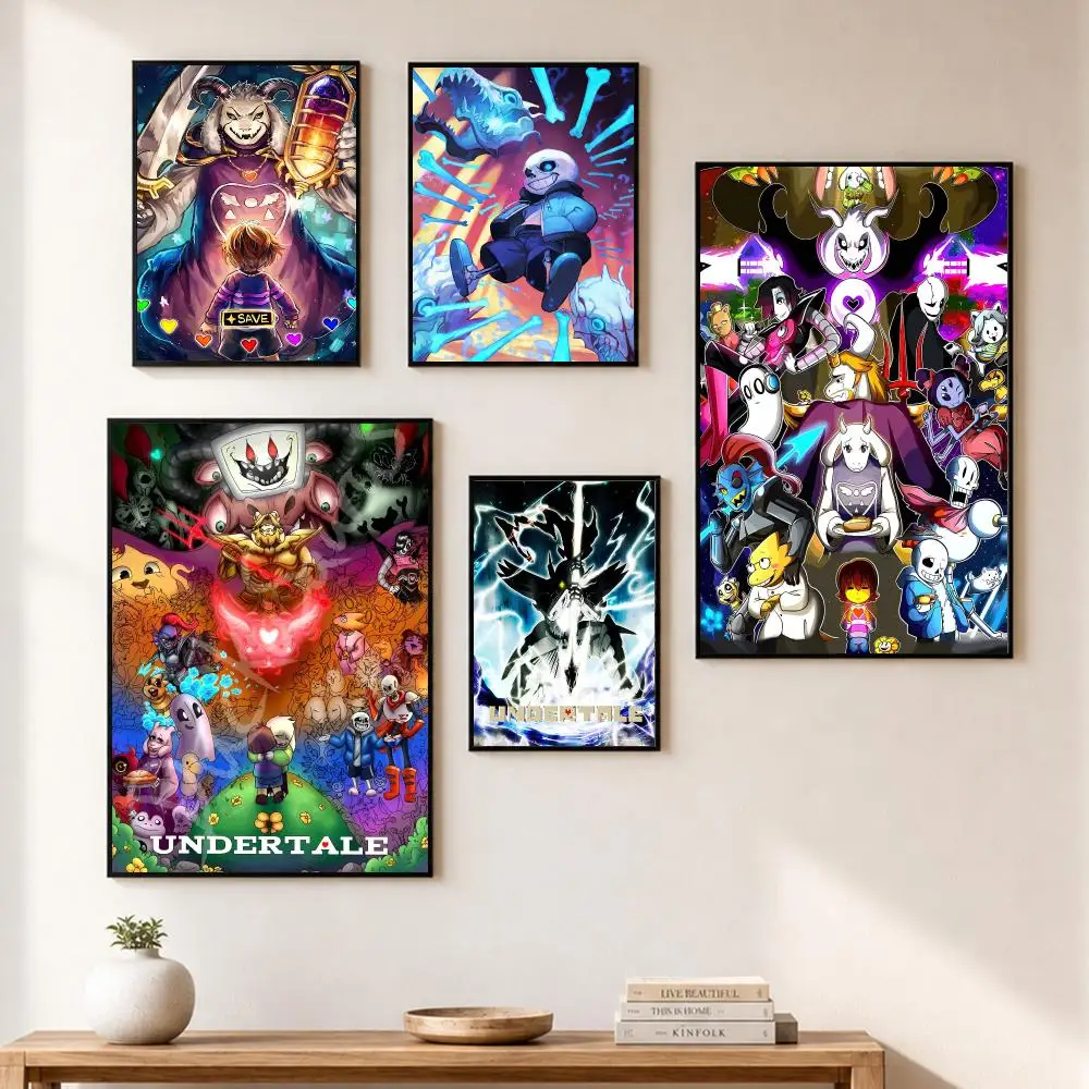 Game U-Undertale Poster Stickers HD Painting Self-Adhesive Art for Bedroom Living Room Home Decor Wall Decals Gift
