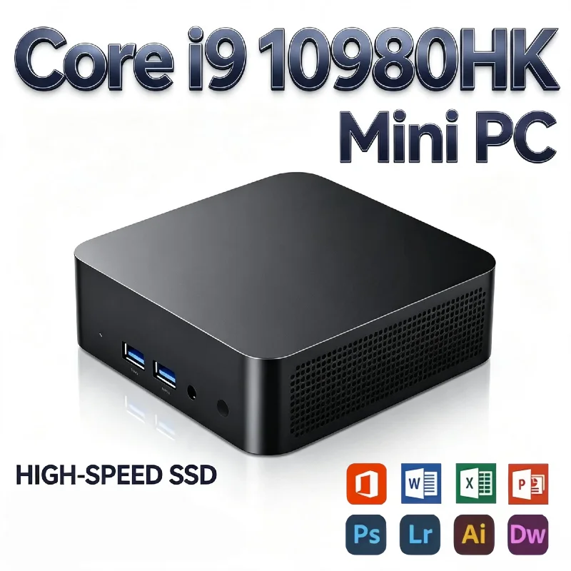 Intel i9 10980HK Ultra Compact Mini PC 8C 16T 16GB DDR4 1TB 2TB SSD WiFi6 BT5.2 4K Office Gaming Study Pro Unit