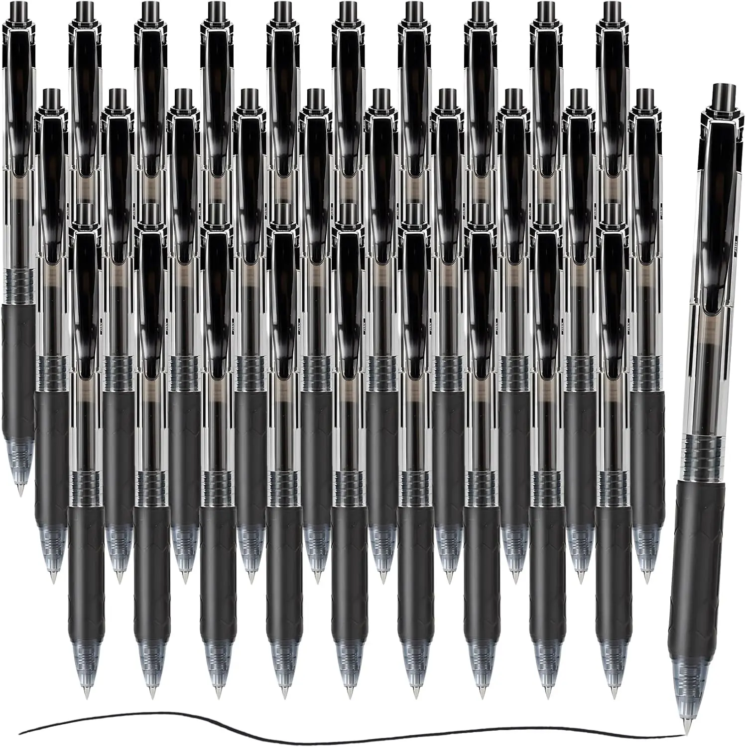 

30 Pack Fine Point Gel Pens, 0.5mm Black Ink, Quick Dry Retractable Rollerball Pens for Office School Writing