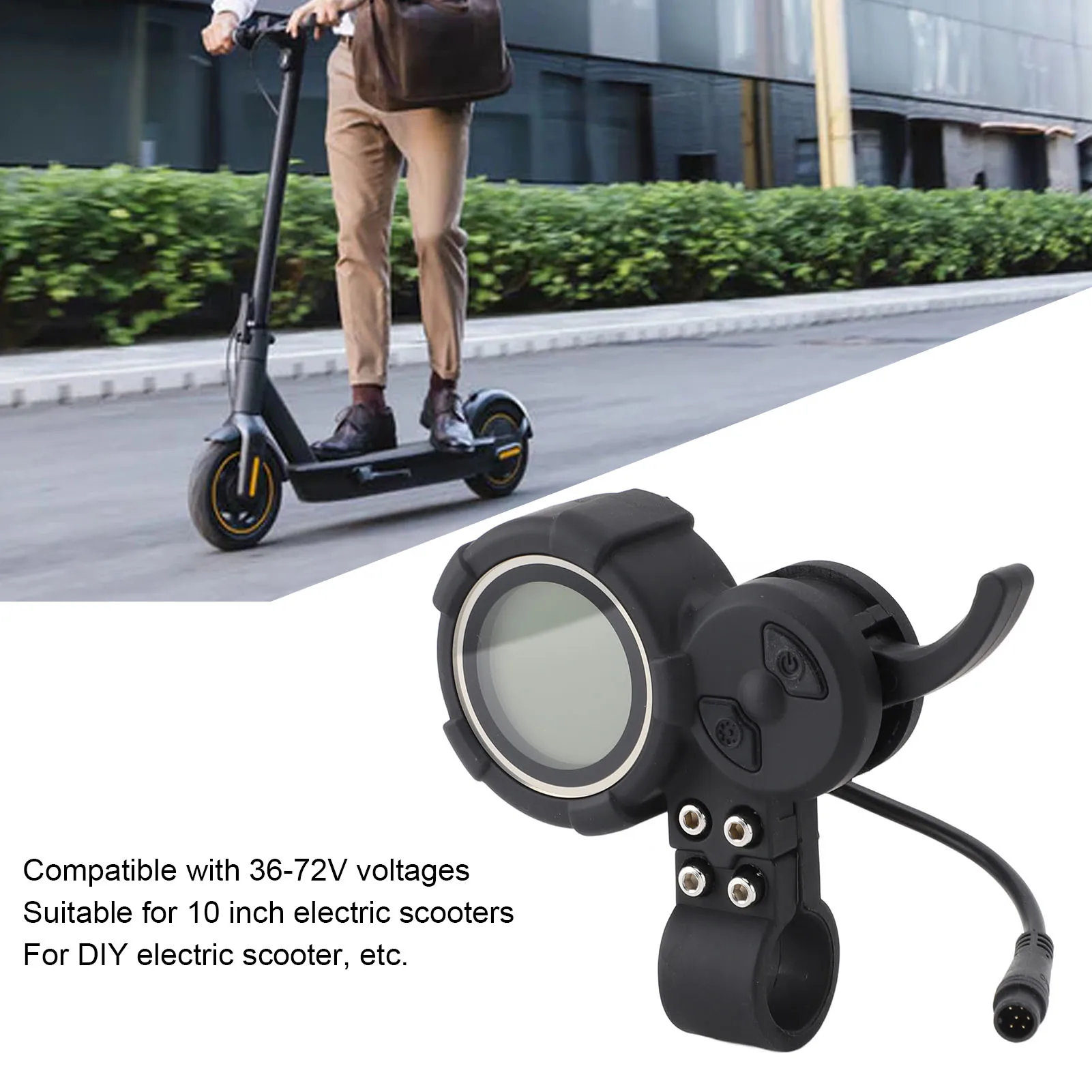 Electric Scooter Display Panel ABS 36-72V Scooter LCD Panel 6 Pin Connector Good Toughness Easy To Install For 10 Inch Scooter