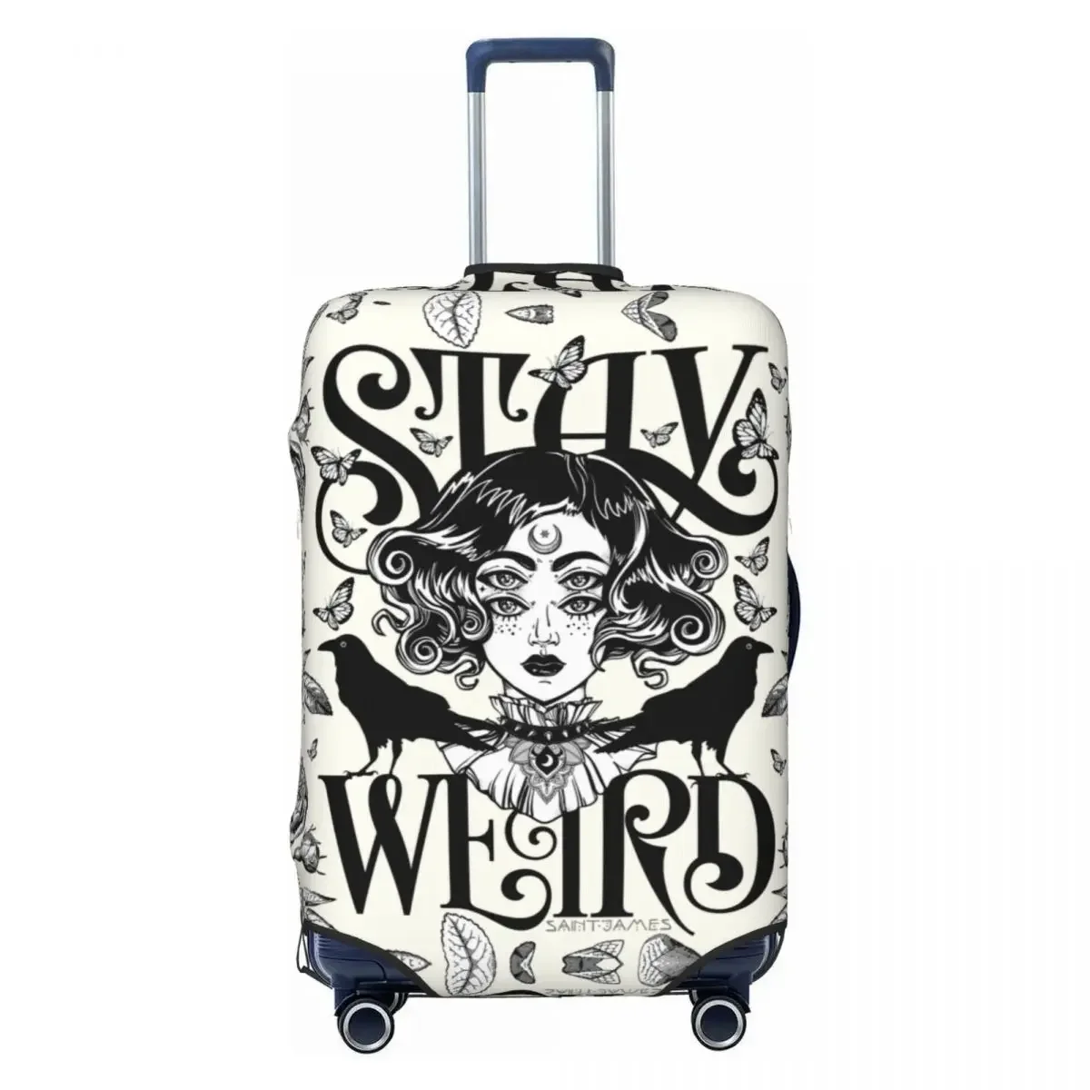 Custom Stay Weird Travel Luggage Cover Elastic Halloween Witch Suitcase Cover Protector Fit 18-32 Inch