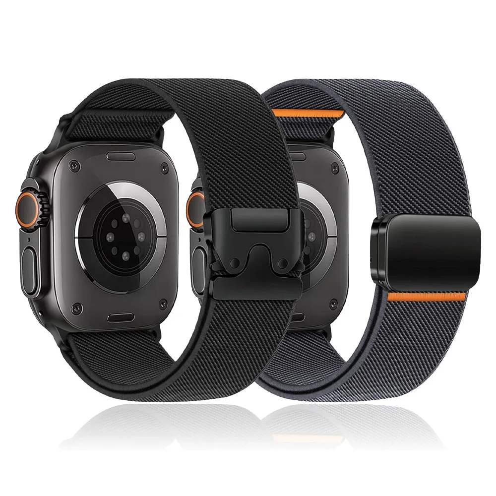 2 Stück Armbänder für Apple Watch Ultra 2/3 Band 49mm 45mm 46mm 44mm 42mm Fallschirm-Magnetarmband Correa Serie 11 10 9 8 7 6 SE
