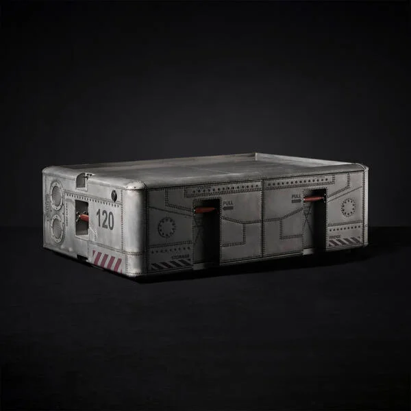 ！@Defaico Bespoke Aviator Trunk Coffee Table with Storage Drawers Aluminum Sheet Luxury  Furniture Nordic Style Dining Table