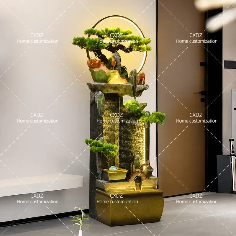 Rockery Flowing Water Fountain Circulating Lucky Office Interior Landscape Decoration Living Room Floor Ornament Opening