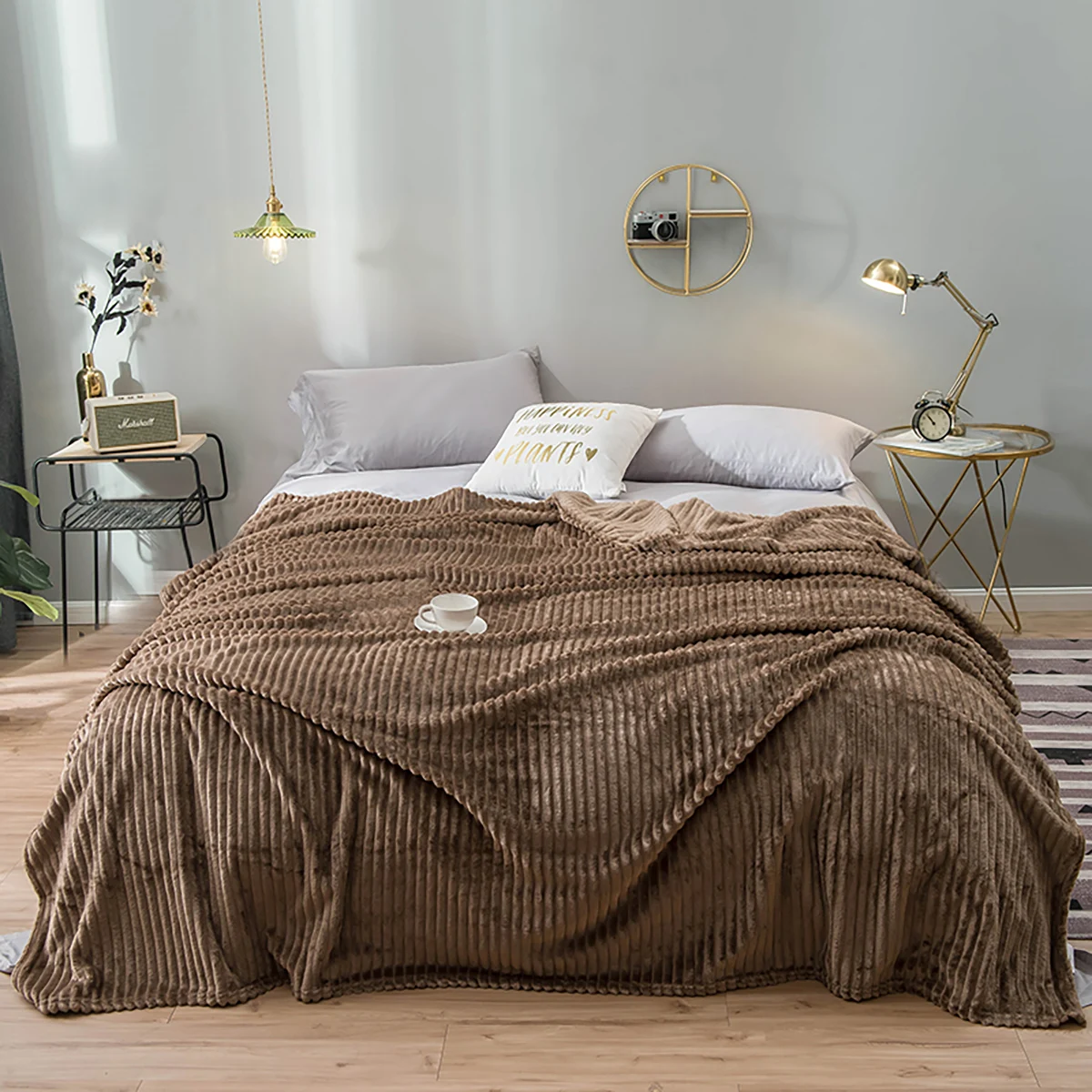 

Brown Blanket Printed Throw Blanket Plush Fluffy Flannel Fleece Blanket Soft Throws for Sofa Couch and Bed
