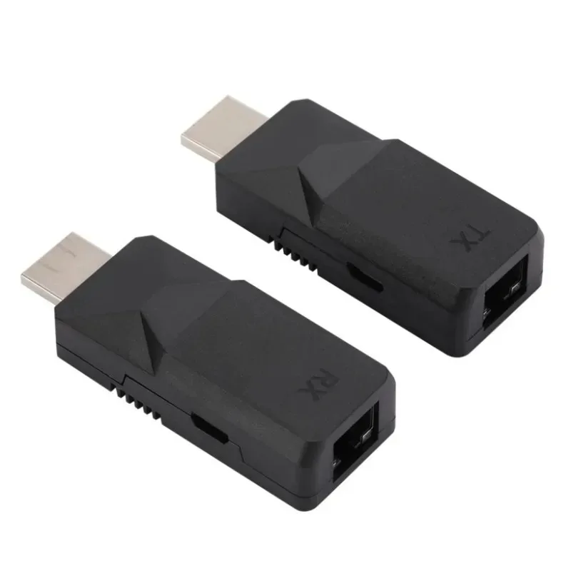 Extensor HDMI de larga distancia, Cable Ethernet Cat5e, Cat6, señal de transmisión de 60M/30M, 1080P, RJ45 a HDMI, 1 par