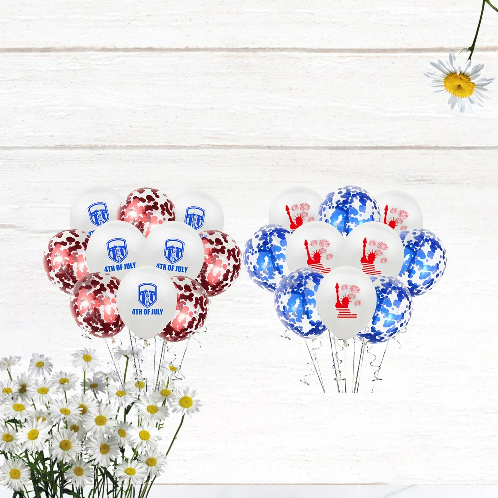 20 PCS Safe Balloons Patriotic Sequins Independence Day Themed Printing 4th of July Party Statue Liberty Shield