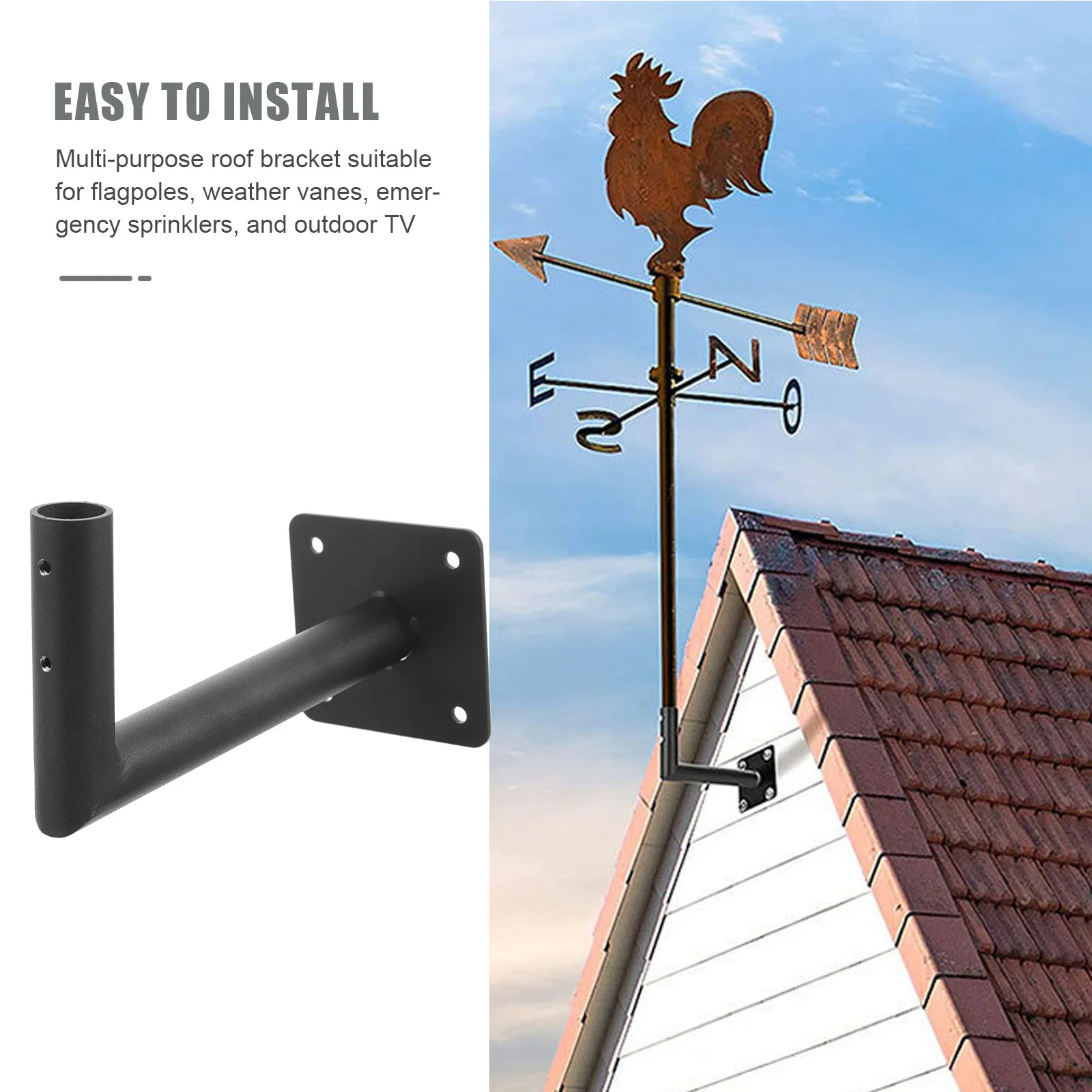 

1Set Wind Vane Bracket Weather Vane Roof Mount Multipurpose Use for Antenna Pole Weather Station Mounting