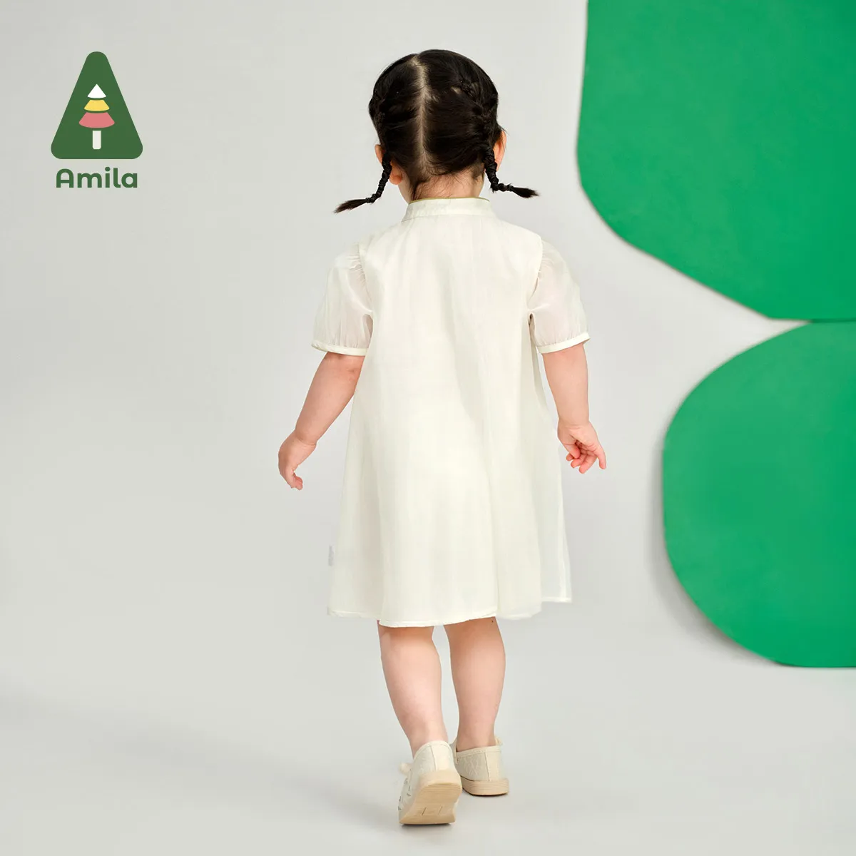 Amila 2024 Summer New Baby Skirt Chinese Buckle Elements High Quality Simple Girls Tank Top Dress 0-6Y