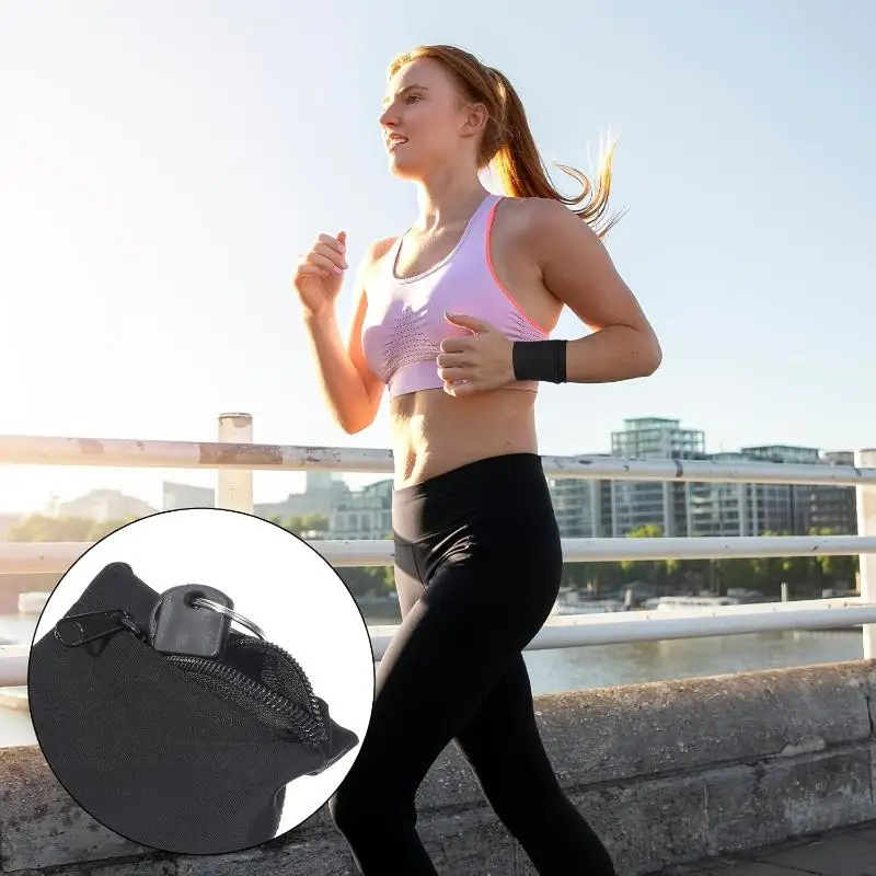 Lightweight Wrist Wallet With Secure Zipper Pocket And Breathable Stretch Fabric Perfect For Running Jogging Gym Outdoor Sports