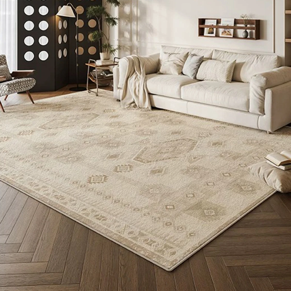 Retro French Rugs Living Room Bedroom Mats Soft Fluffy Plush Large Area Rug Light Luxury Home Decoration Cloakroom Mat 카페트 거실 대형