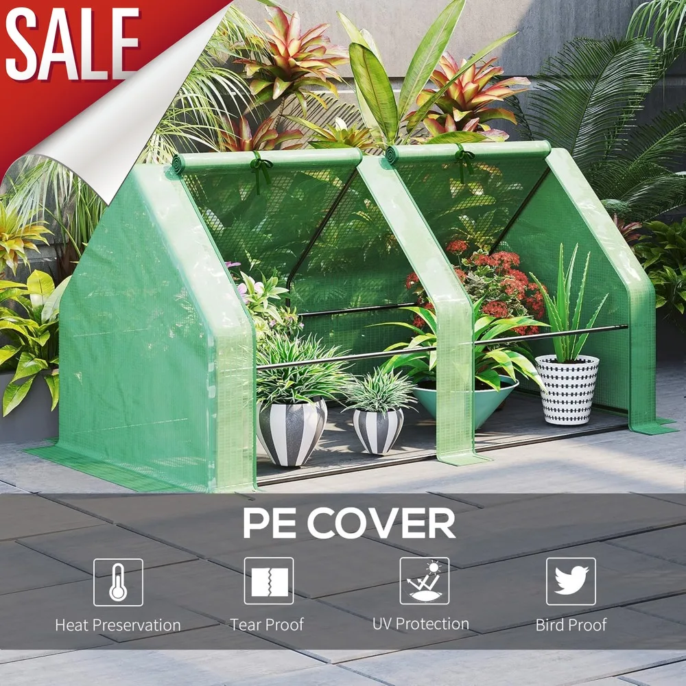 

The latest popular style 6x3x3ft Mini Greenhouse with Zippered Doors, Roll-up Windows, Durable PE Cover, Water & UV Resistant