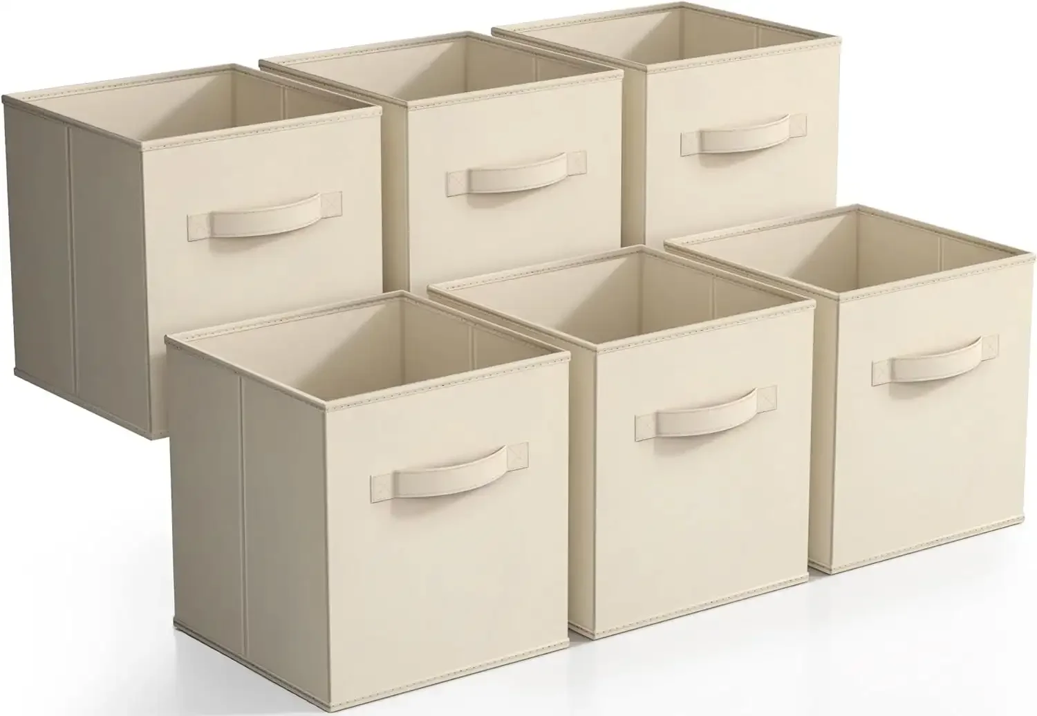 

Sorbus Cube Storage Bins - Fabric Collapsible Basket Set (Beige, 6 Pack)