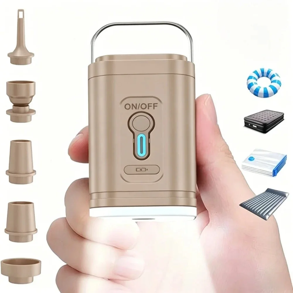 Portable Electric Air Pump for Camping, Inflator & Deflator with LED Light, Outdoor Camping Gear for Air Mattress, Boat