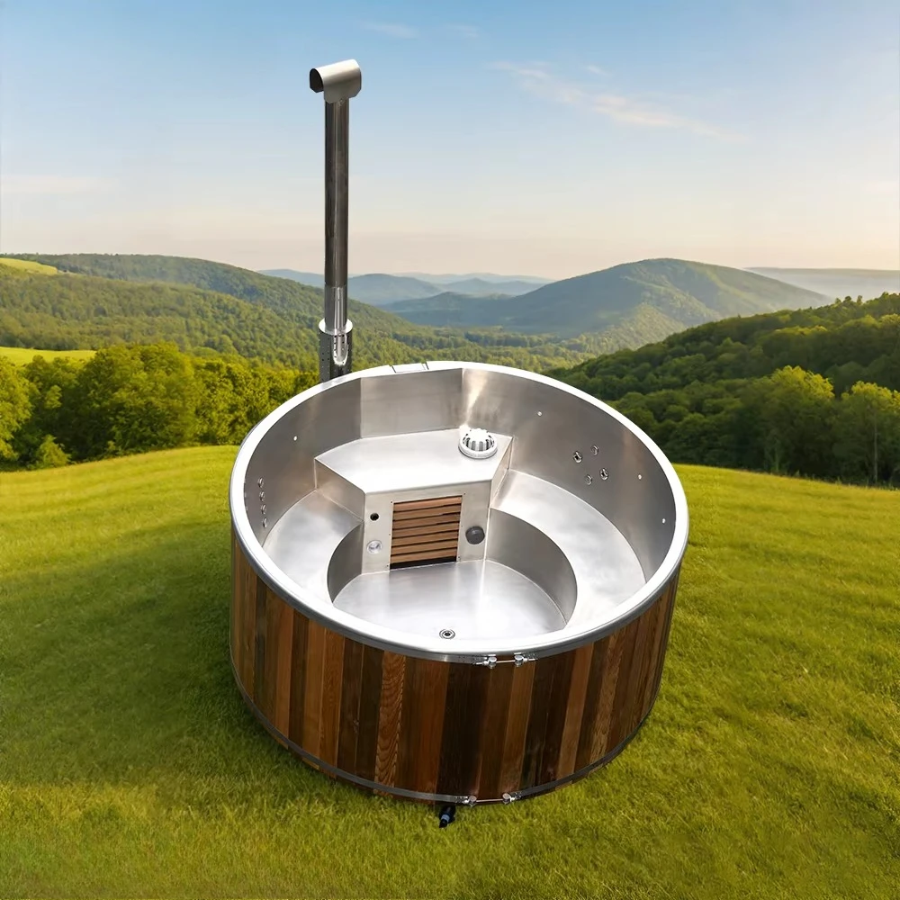 Portable Tub For Hot And Cold Bath Hybrid Hot Tub Wood Fire Hot Tub With Circulation Pump For Outdoor Relaxation