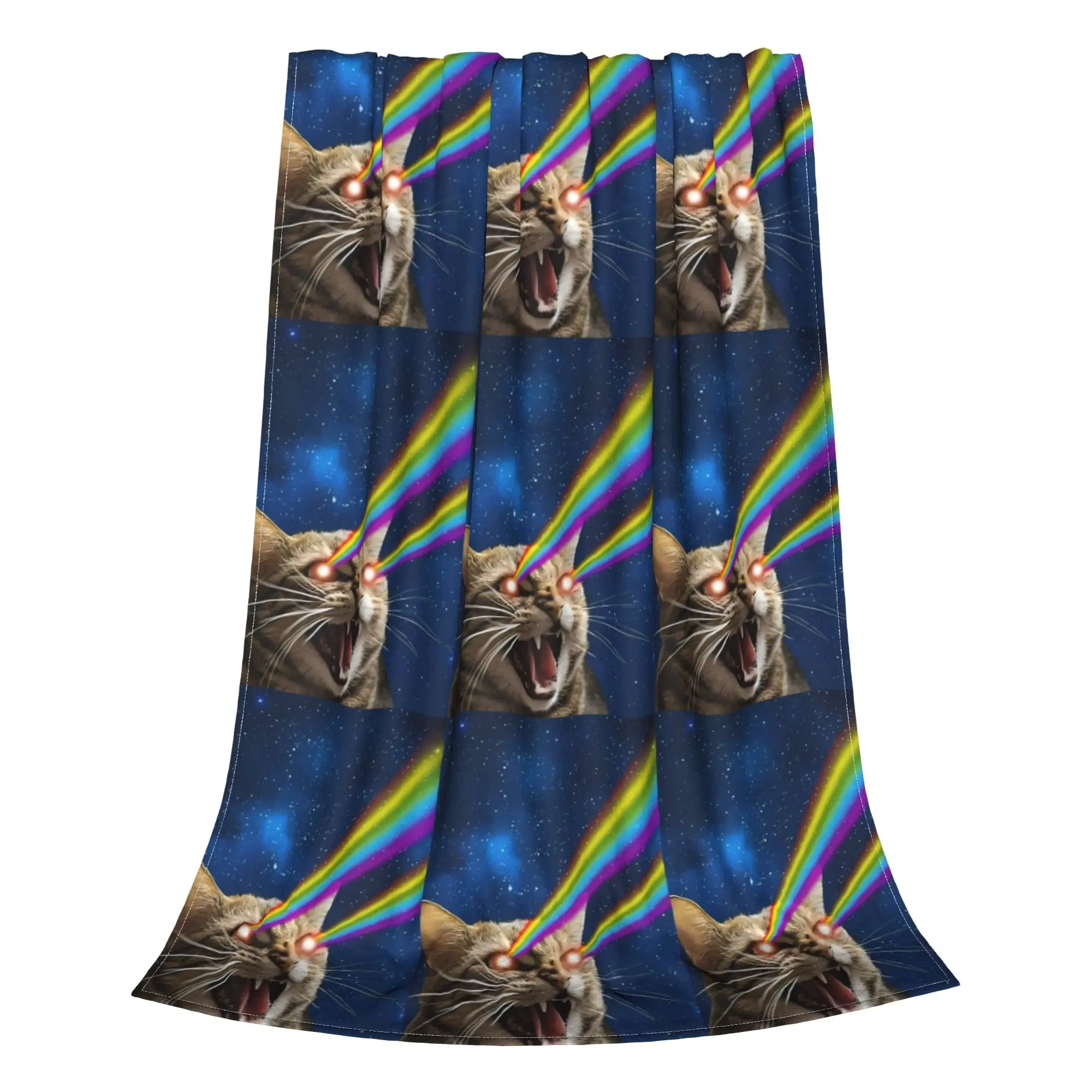 1PC Shooting Lasers Out Of Eyes Space Cats Home Room Decorations Winter Blankets For Adults Bedding Home Interior Sofa Knee