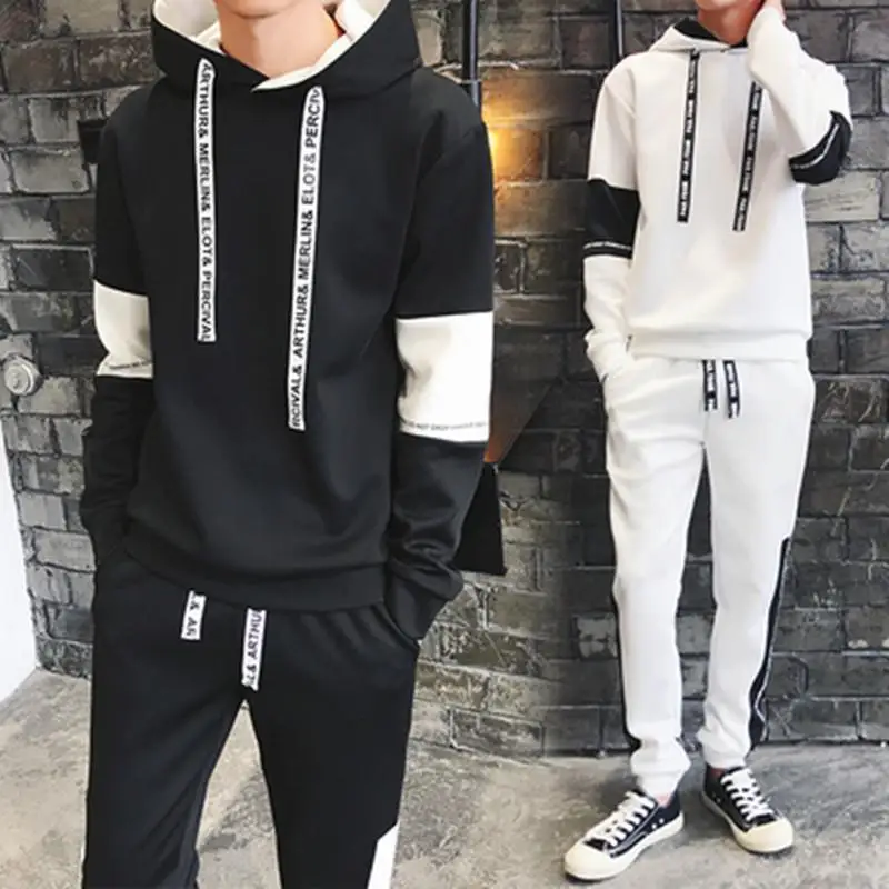 Men's/Women's Sweater Pant Sets Casual Black White Hooded Set Long Sleeve Men Suit 2 Piece Sets Women Outfit Hoodies for Men