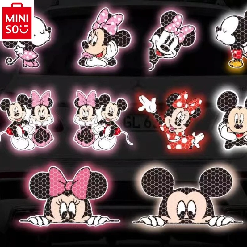 

MINISO Disney Cartoon Anime Mickey Reflective Stickers Motorcycle Car Body Scratches Anti scratch Waterproof Stickers Decoration