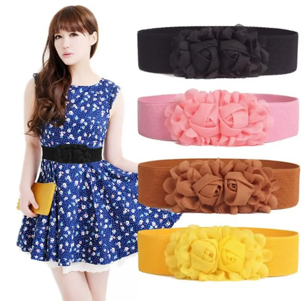 Frauen breite Taille Gürtel Spitze Rose Blume elastischen Stretch Bund Korsett Cincher