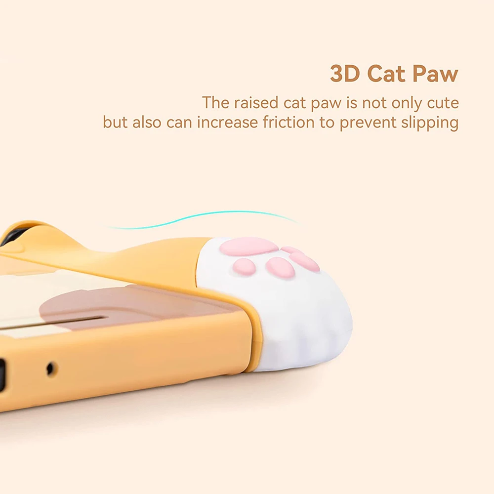 Capa de silicone de pata de gato bonito compatível com console OLED Nintendo Switch/Switch e capa protetora de absorção de choque Joy-Con