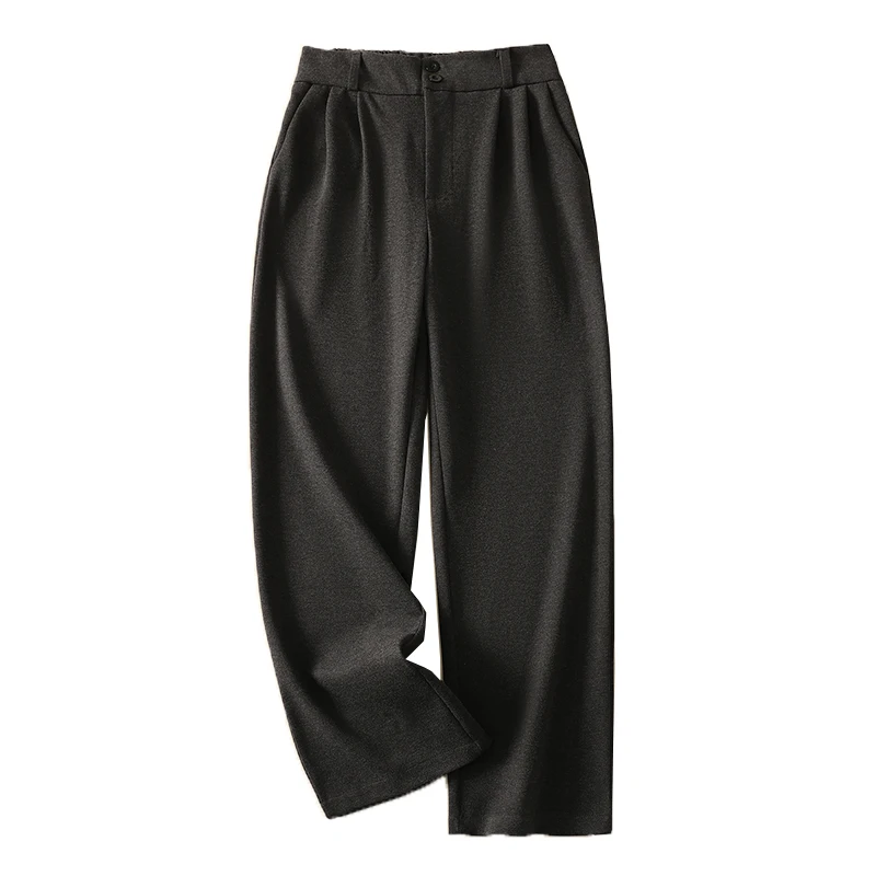 Loose Straight Leg Casual Pants for Women High Waist Long Trousers Pure Color Spring Autumn Winter Versatile Elastic Waist