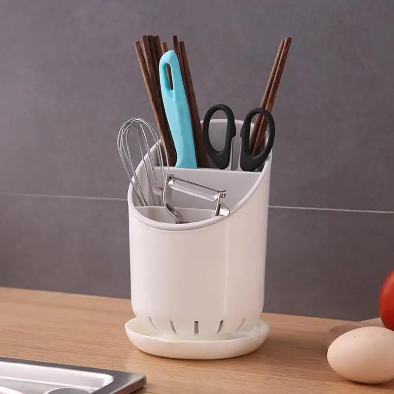 Cutlery Drainer Caddy Cutlery Drying Rack Utensil Holder For Counter 3 Grids Utensil Crock Kitchen Countertop Organizer Holder