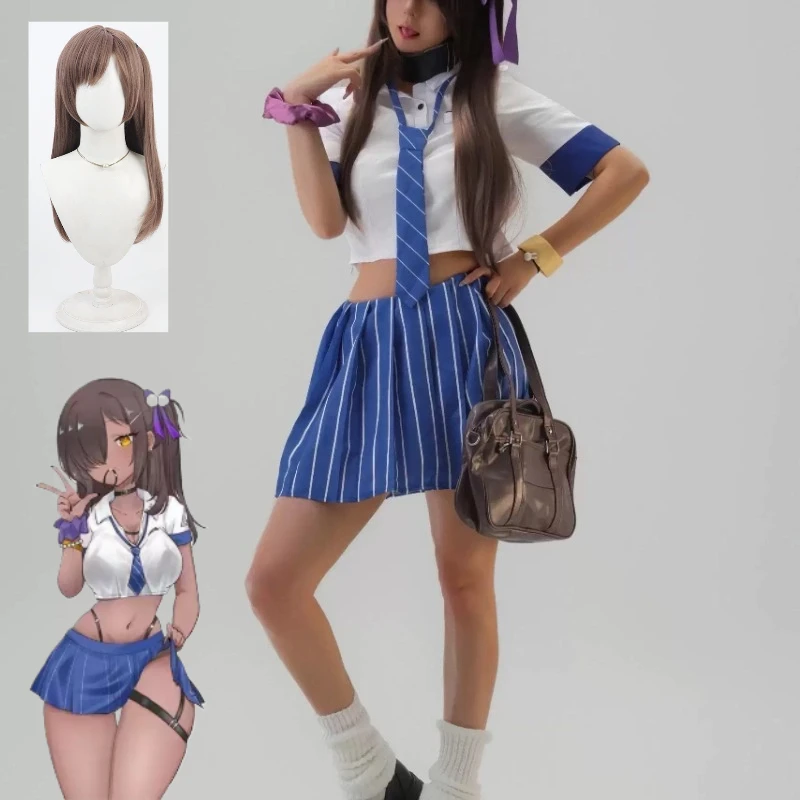 Naga Cosplay Costume JK Uniform Navy Blazer Pleated Skirt Ribbon Knee High Socks For Women Halloween view 2